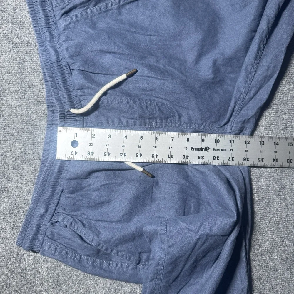 Dandy Del Mar Linen Blend Drawstring Pants Navy Blue Men Large Coconut Button